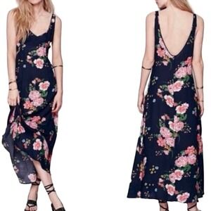 FREE PEOPLE Intimately FP Navy Slip Floral Midi/Maxi Dress - Medium